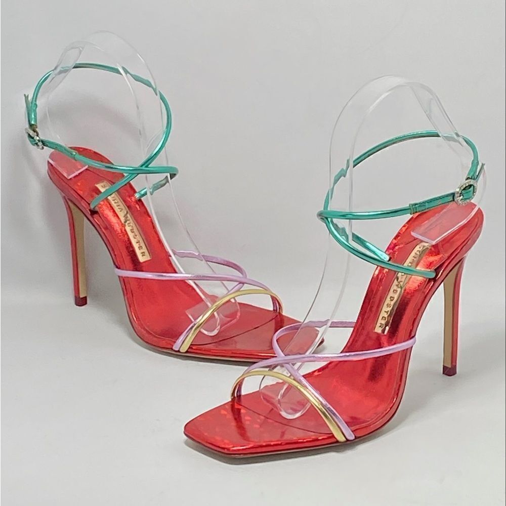 Sophia Webster Rosalia Colorblock Leather Ankle-Strap Sandals size 38